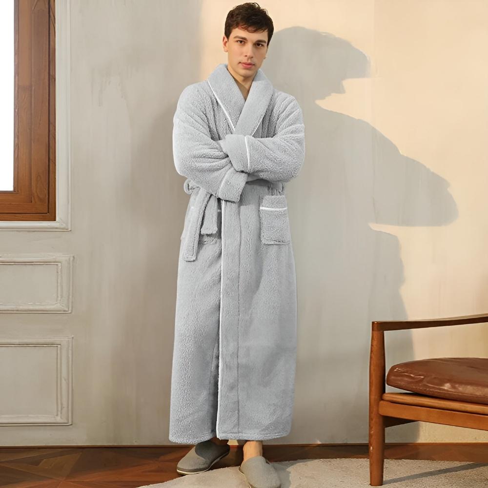 Luxury Coral Fleece Flannel Bathrobe