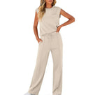 Ladies Comfortable Set with Sleeveless Top and Wide Trousers