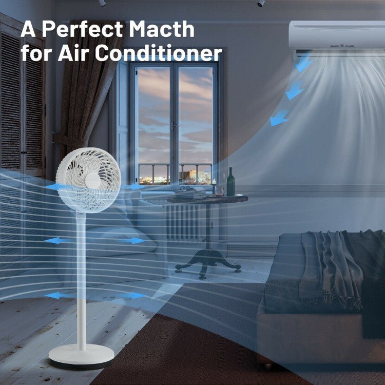 9" Oscillating Floor Fan - Adjustable Height and Speeds - Quiet Airflow
