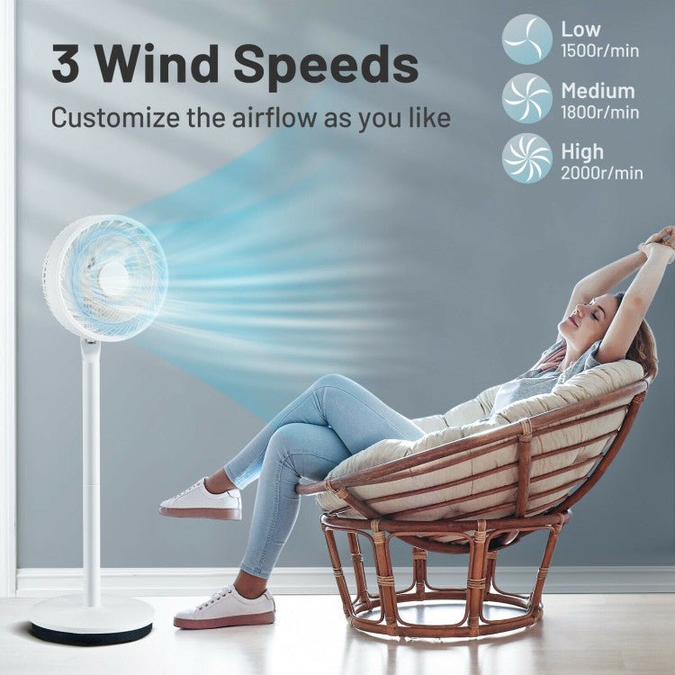 9" Oscillating Floor Fan - Adjustable Height and Speeds - Quiet Airflow