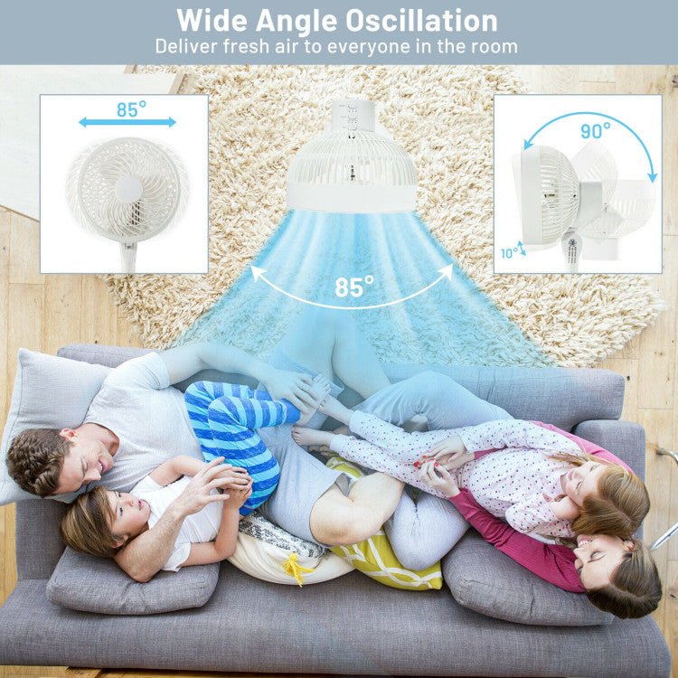 9" Oscillating Floor Fan - Adjustable Height and Speeds - Quiet Airflow