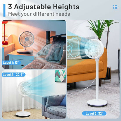 9" Oscillating Floor Fan - Adjustable Height and Speeds - Quiet Airflow