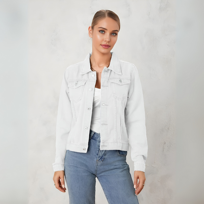Giacca di jeans classica da donna con bottoni