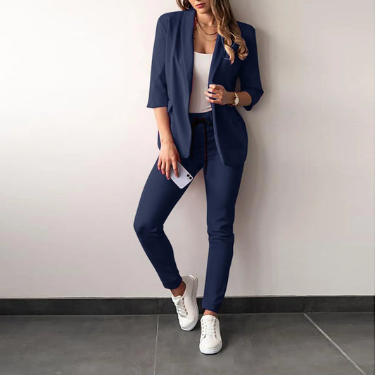 Conjunto de blazer para mujer con pantalones ajustados
