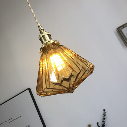 Lámpara colgante moderna de vidrio en forma de diamante