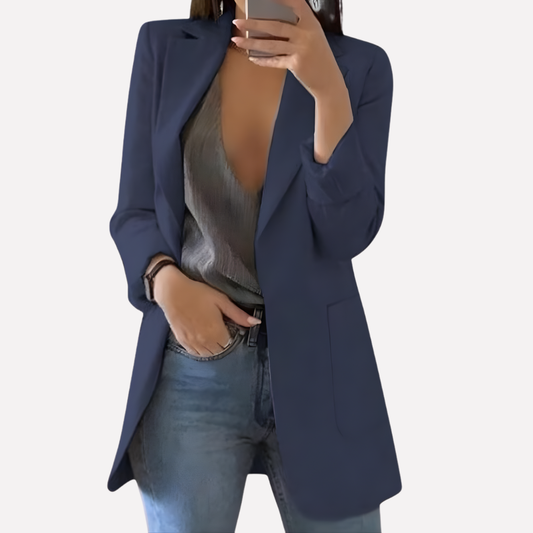 Blazer de mujer con bolsillos delanteros – Capa diaria estructurada