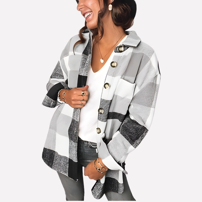 Giacca-camicia a quadri da donna