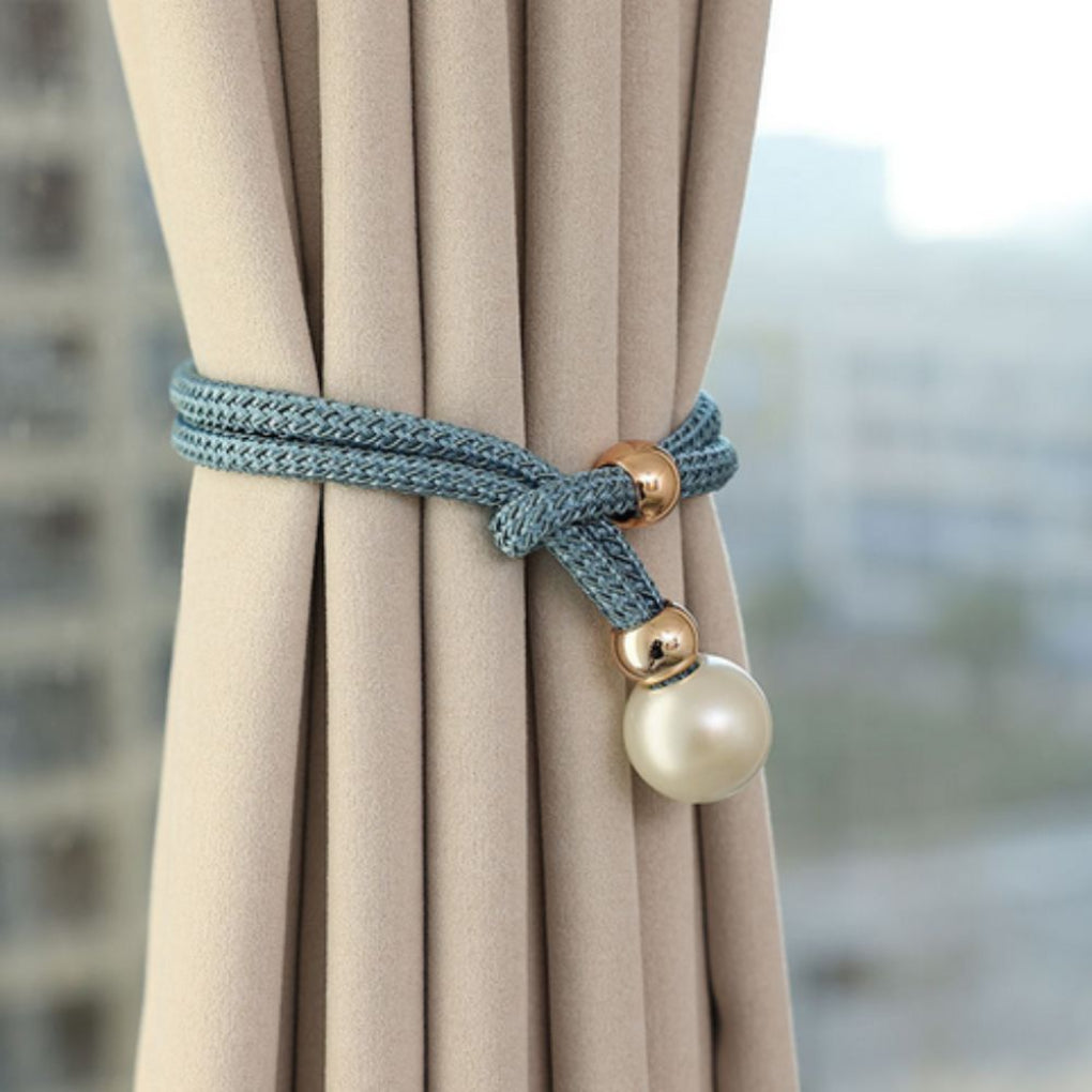 Shiny Elegant Set of 2 Pearl Curtain Tiebacks