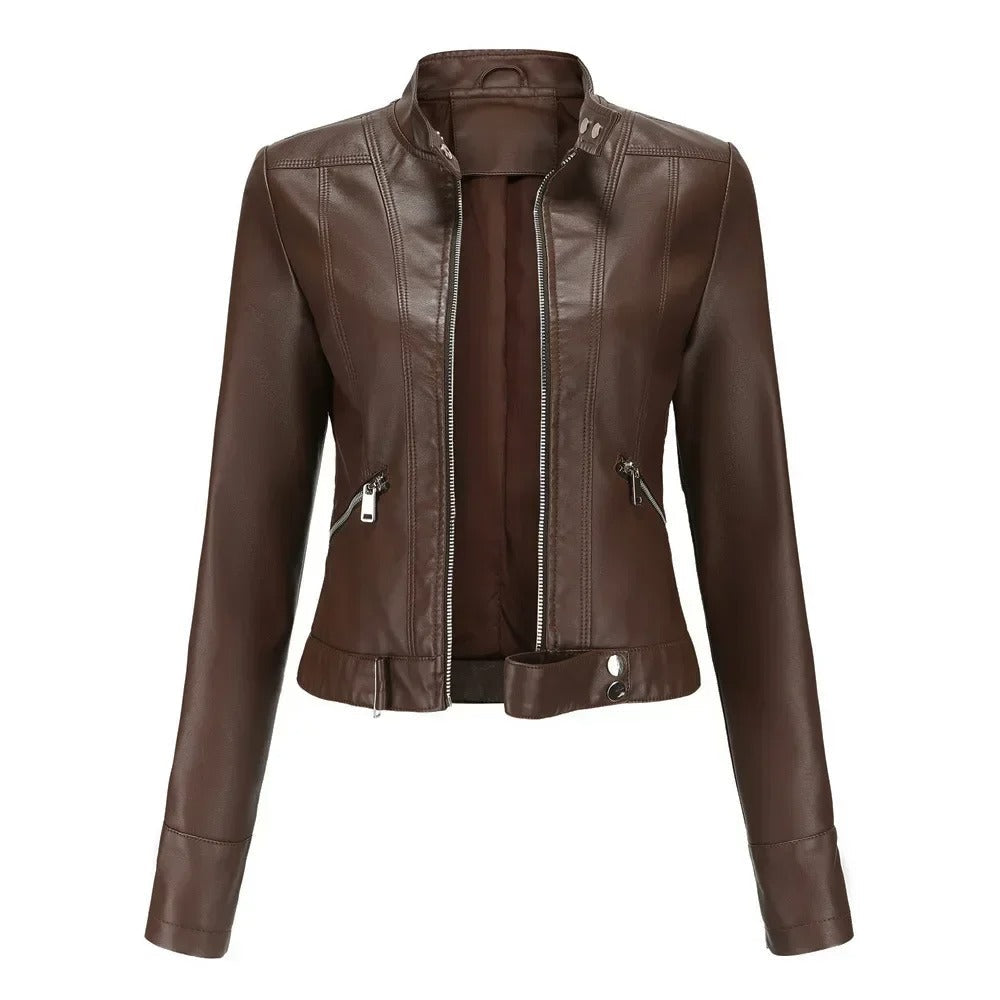 Leather Ladies Jacket with Pockets - Sanda