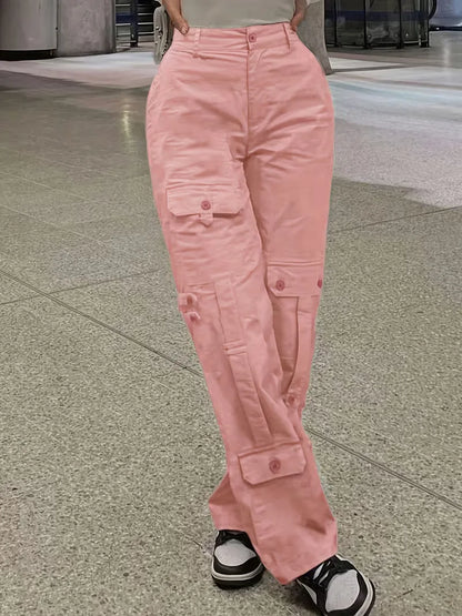 High-Waisted Cargo Trousers