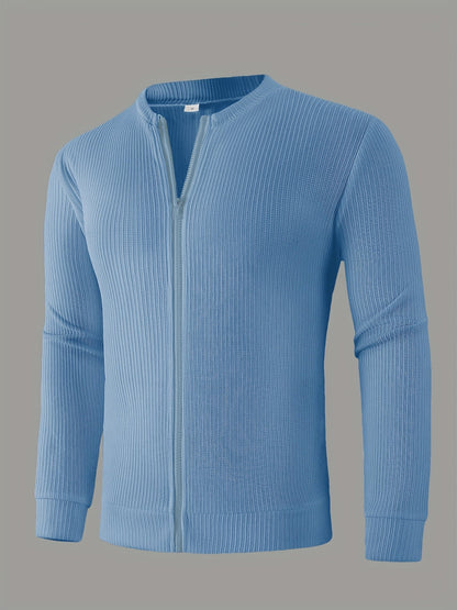 Cardigan da uomo a coste con zip – Vestibilità comoda per autunno e inverno