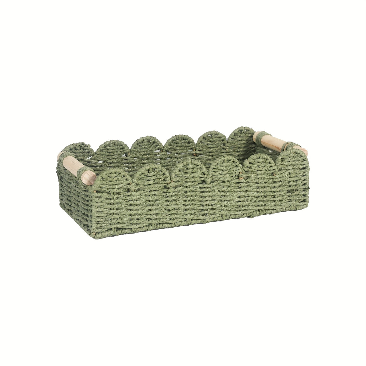 Cesta de almacenamiento tejida de estilo bohemio con borde en forma de abanico – Decorativa y práctica para cualquier interior