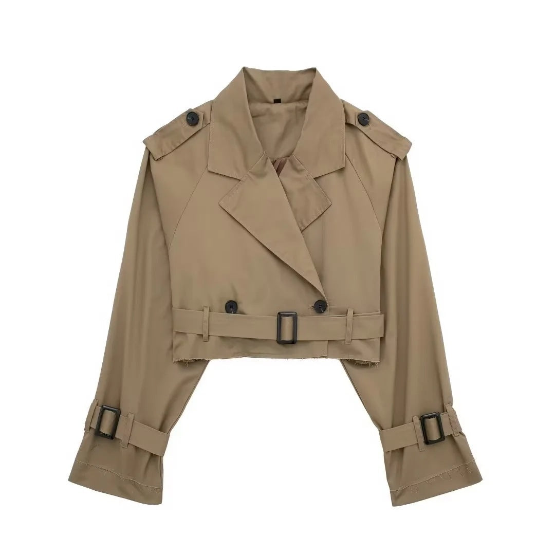 Stylish Ladies Short Trench Coat for Casual Look