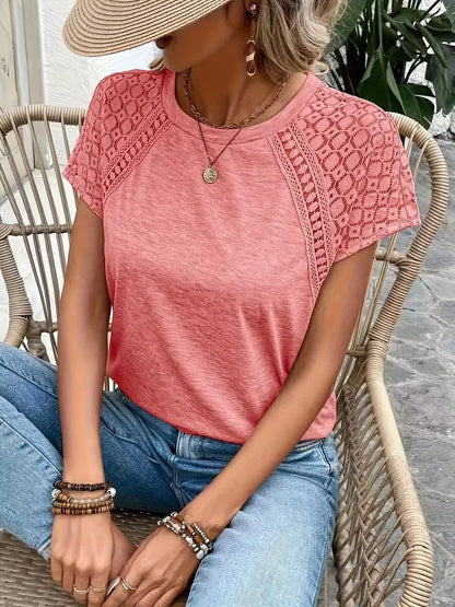 T-shirt à manches courtes avec détails en dentelle