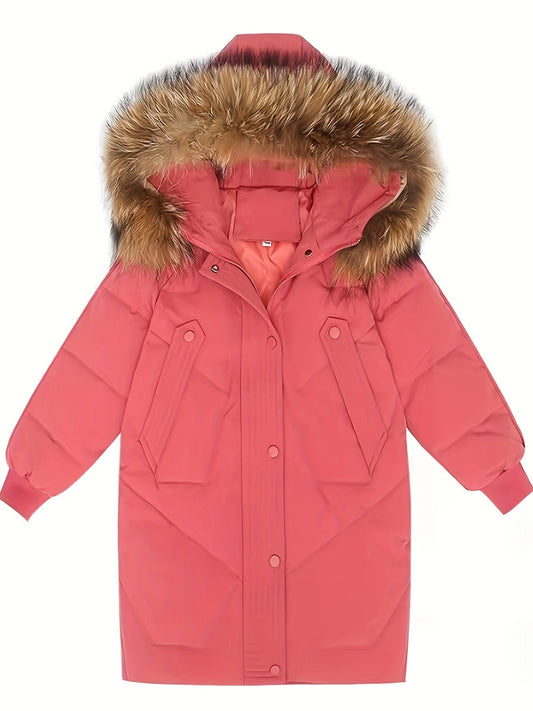 Parka casual de poliéster para niñas con capucha desmontable - Atasha