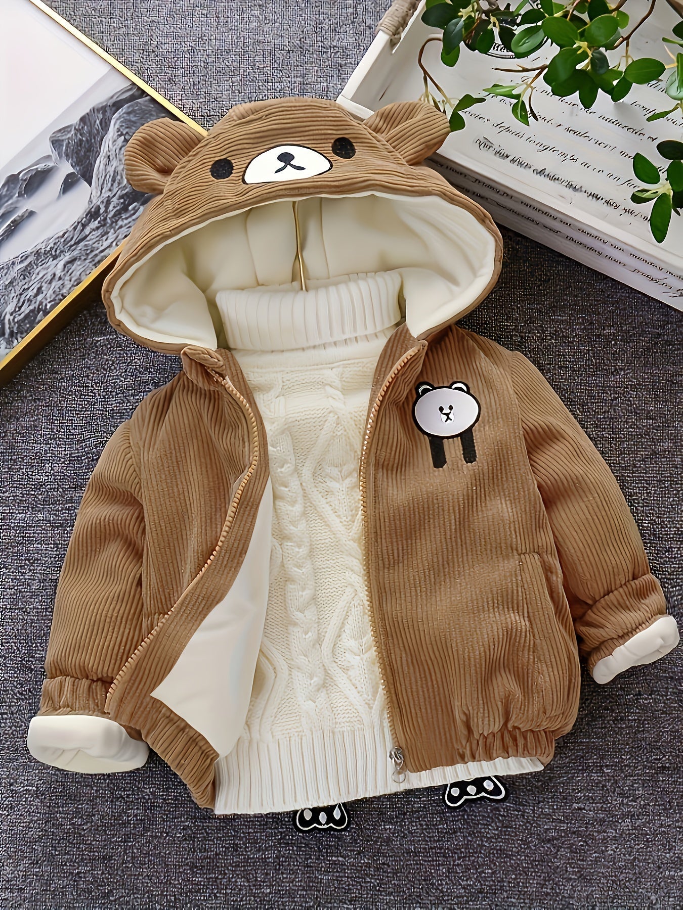 Children's Winter Corduroy Jacket with Hood - Ethan