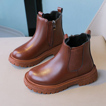 Vintage-robuste Stiefeletten mit Reißverschluss für Mädchen – Eisblau