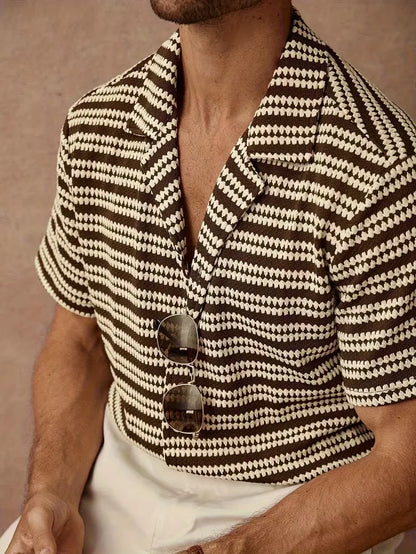 Chemise à manches courtes avec rayures jacquard