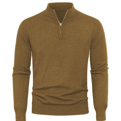 Gestrickter Herrenpullover mit Reißverschluss – warmes Modell mit Stehkragen für Herbst und Winter
