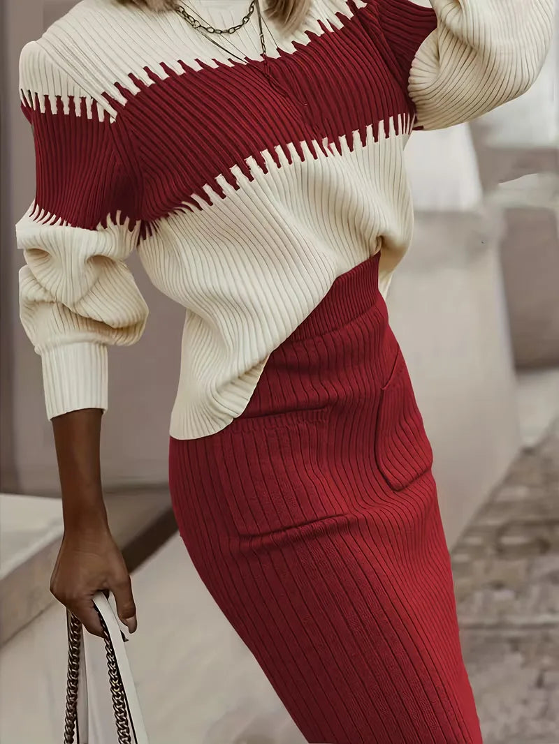 Ensemble deux pièces avec texture côtelée