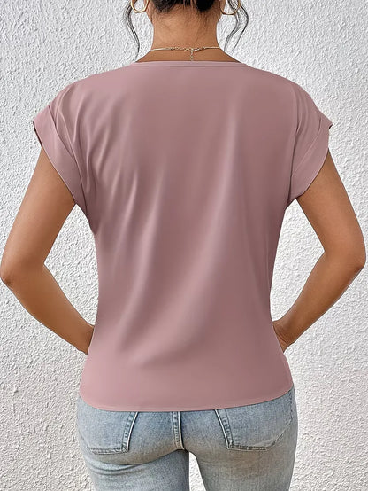 T-shirt col en V avec devant drapé