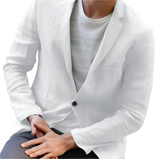 Blazer casual elegante de lino para hombre, adecuado para cualquier ocasión
