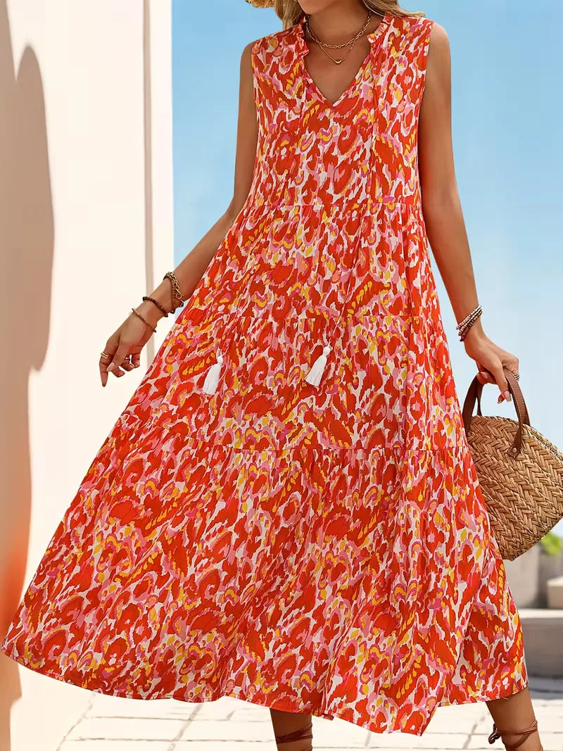 A-line dress with V-neck