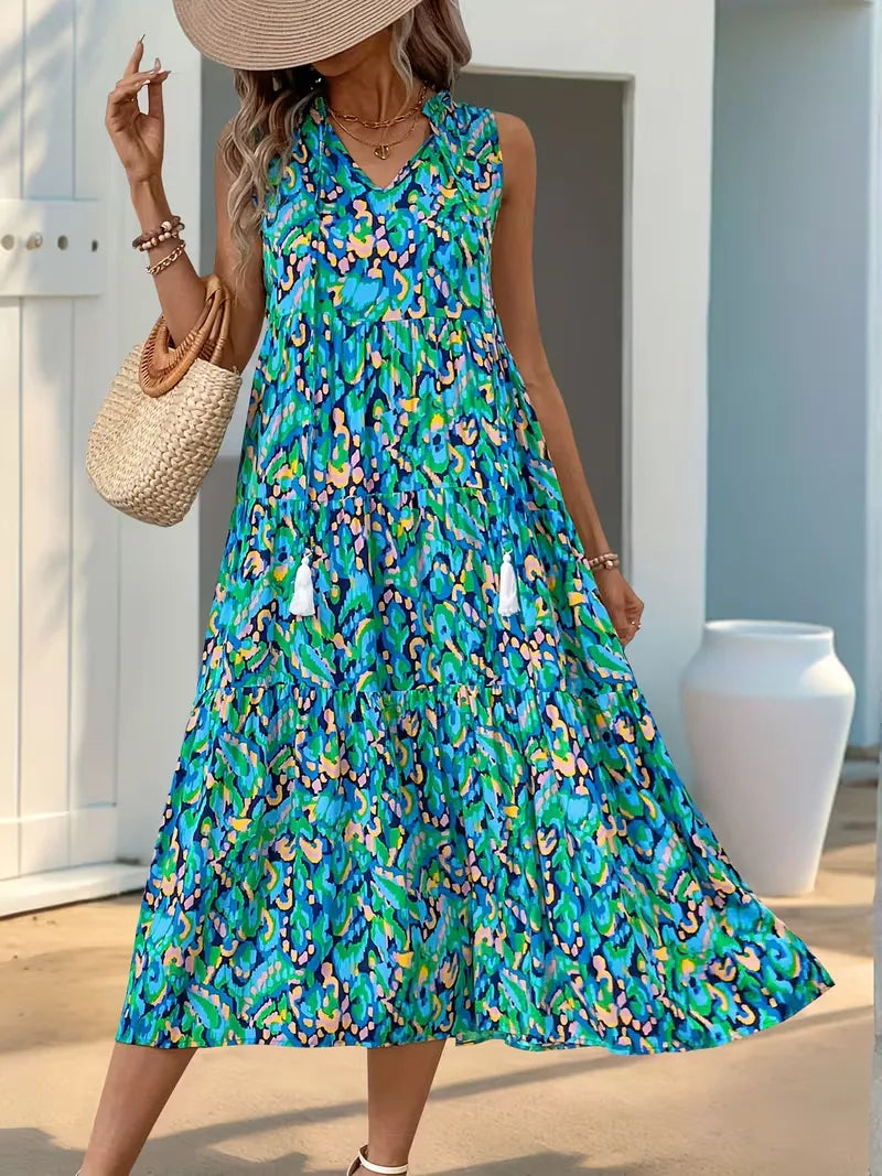 A-line dress with V-neck