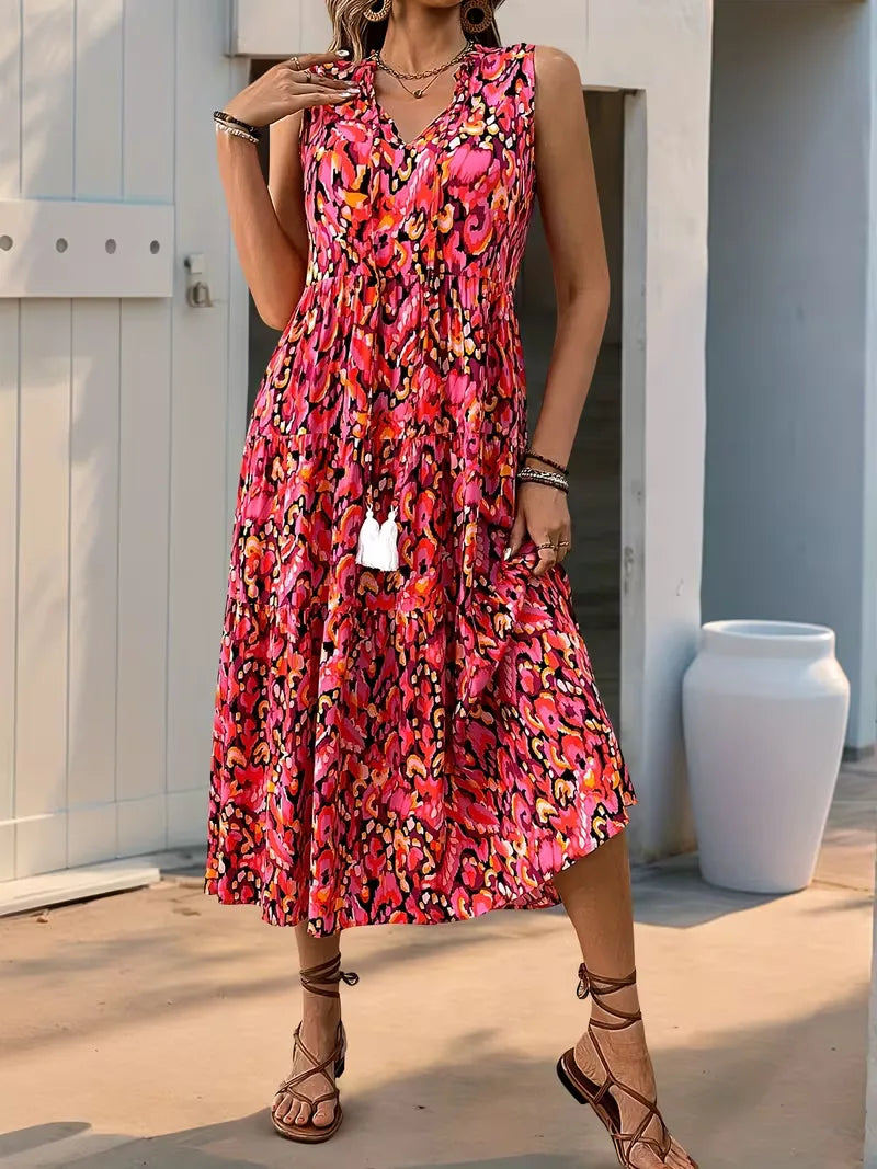 A-line dress with V-neck