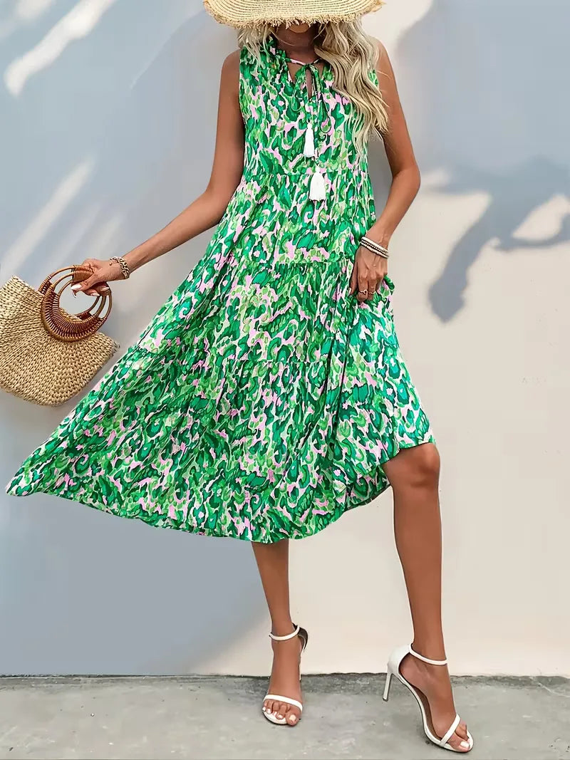 A-line dress with V-neck