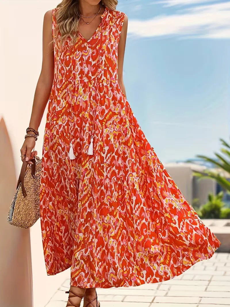 A-line dress with V-neck