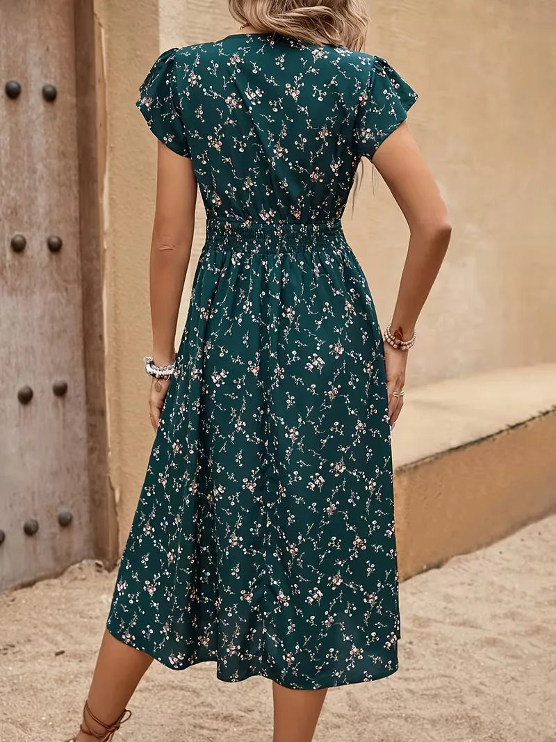 A-line dress with floral print