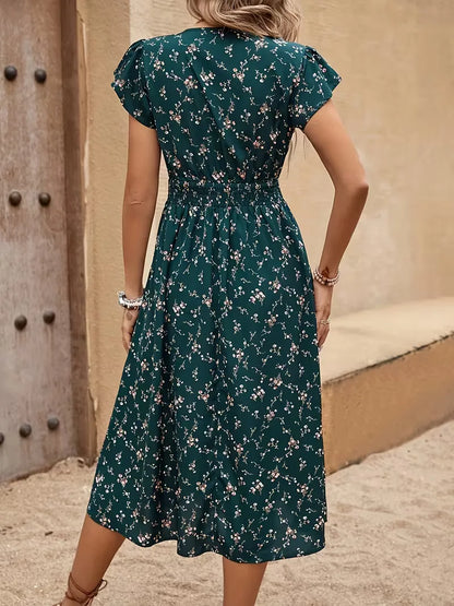 A-line dress with floral print