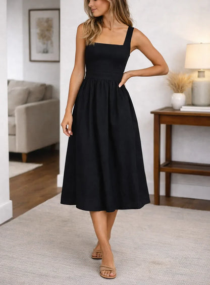 A-line dress with smocked bodice
