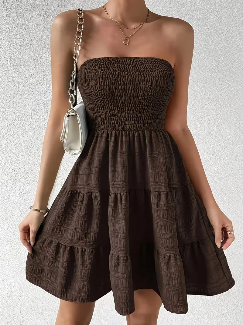 A-line dress with smocked bodice