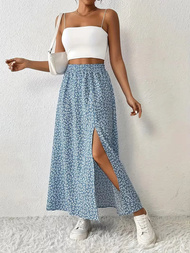 A-line skirt with flowers
