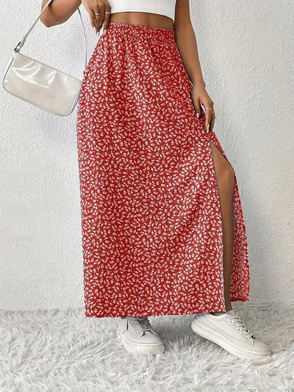A-line skirt with flowers