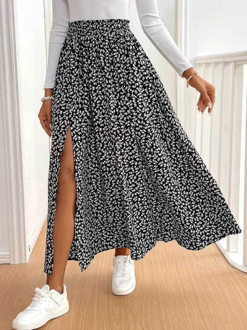 A-line skirt with flowers