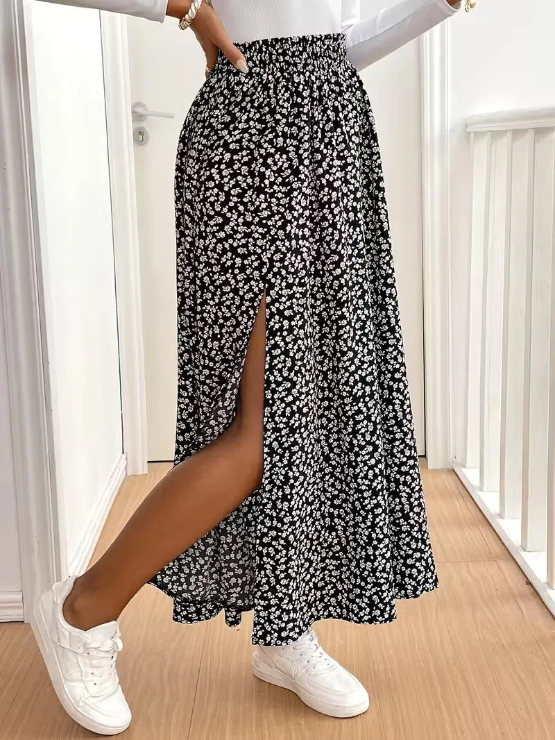 A-line skirt with flowers