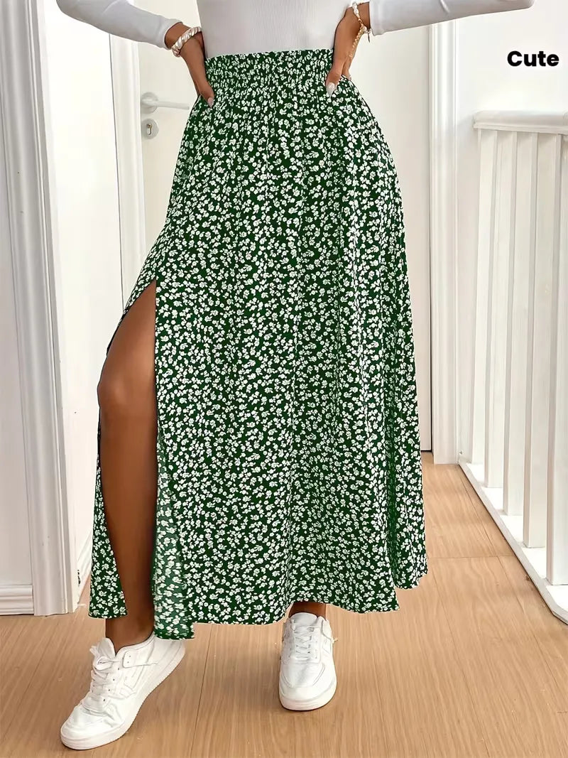 A-line skirt with flowers