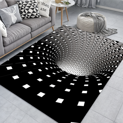 3D Optical Illusion Door Mat with Geometric Checkerboard Pattern for Hall