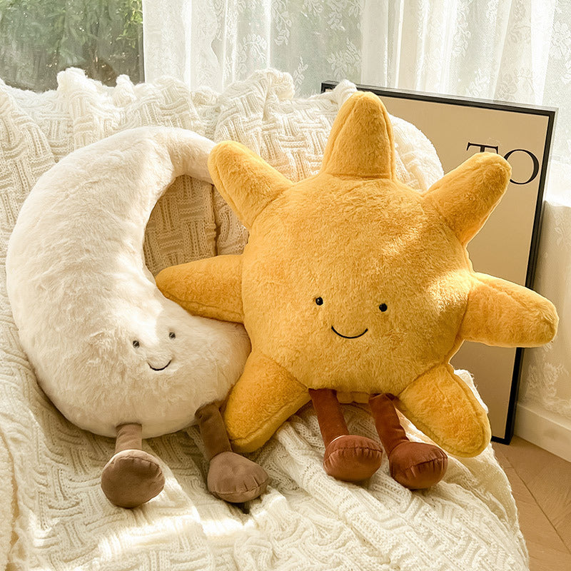 Soft Sun and Moon Decorative Cushions for Children's Rooms and Cosy Interior Decoration