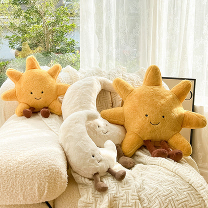 Soft Sun and Moon Decorative Cushions for Children's Rooms and Cosy Interior Decoration