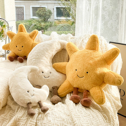 Soft Sun and Moon Decorative Cushions for Children's Rooms and Cosy Interior Decoration