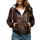 Veste en cuir pour femmes, zippée et à capuche – Elizabeth