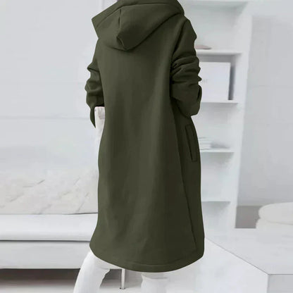 Ladies Long Hoodie with Drawstrings and Hood