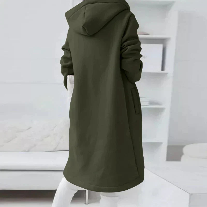 Sudadera larga para mujer con capucha y cordones