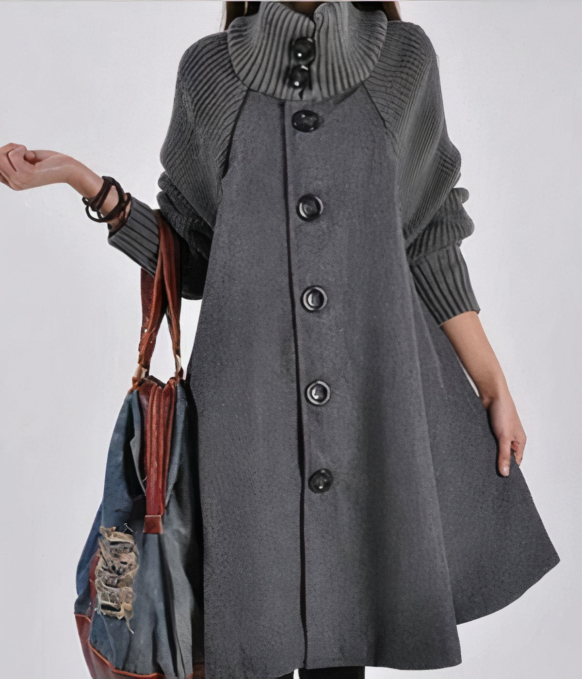 Stylish winter coat with large buttons at the front - Haley