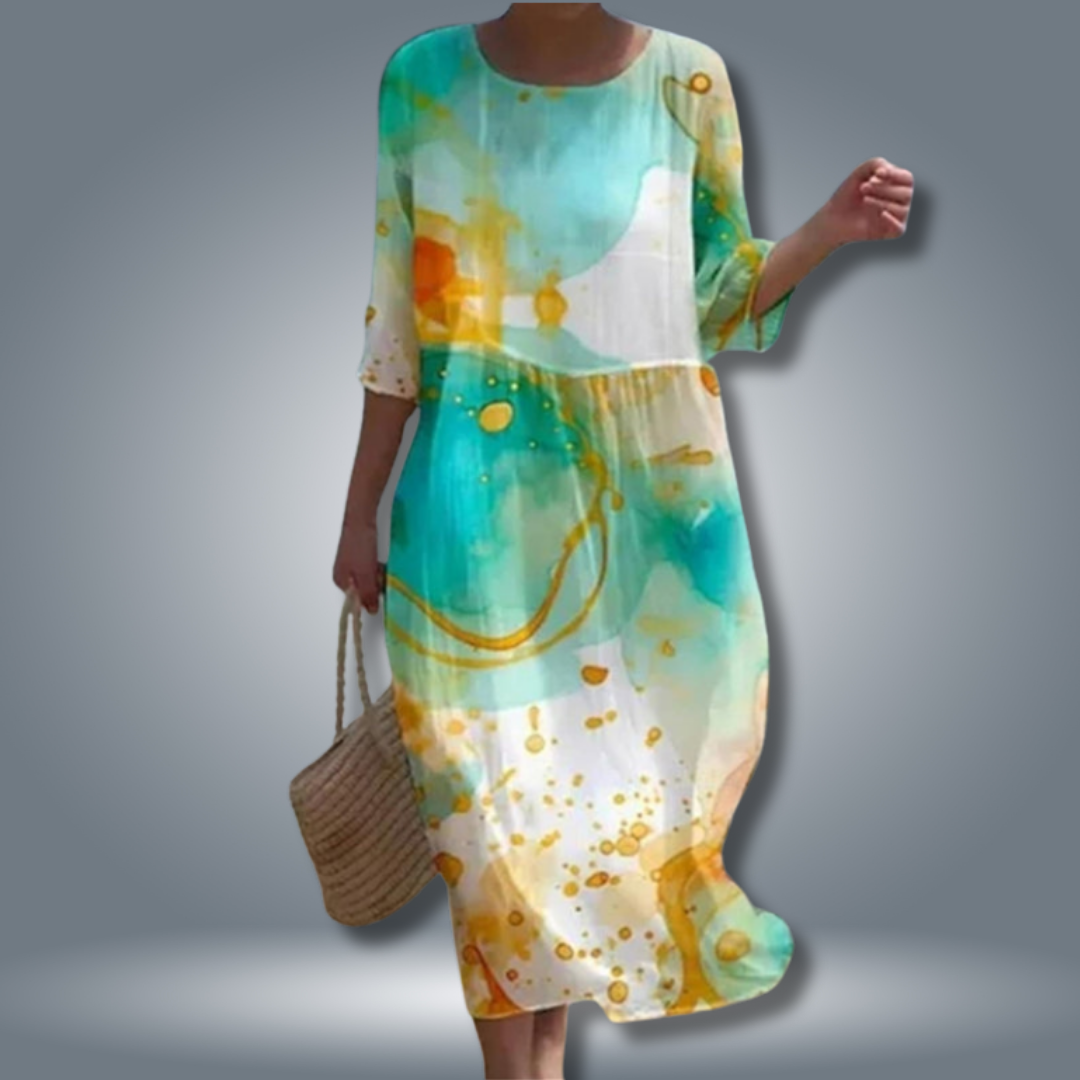 Sommerkleid für Damen mit abstraktem Blumenmuster und A-Linie