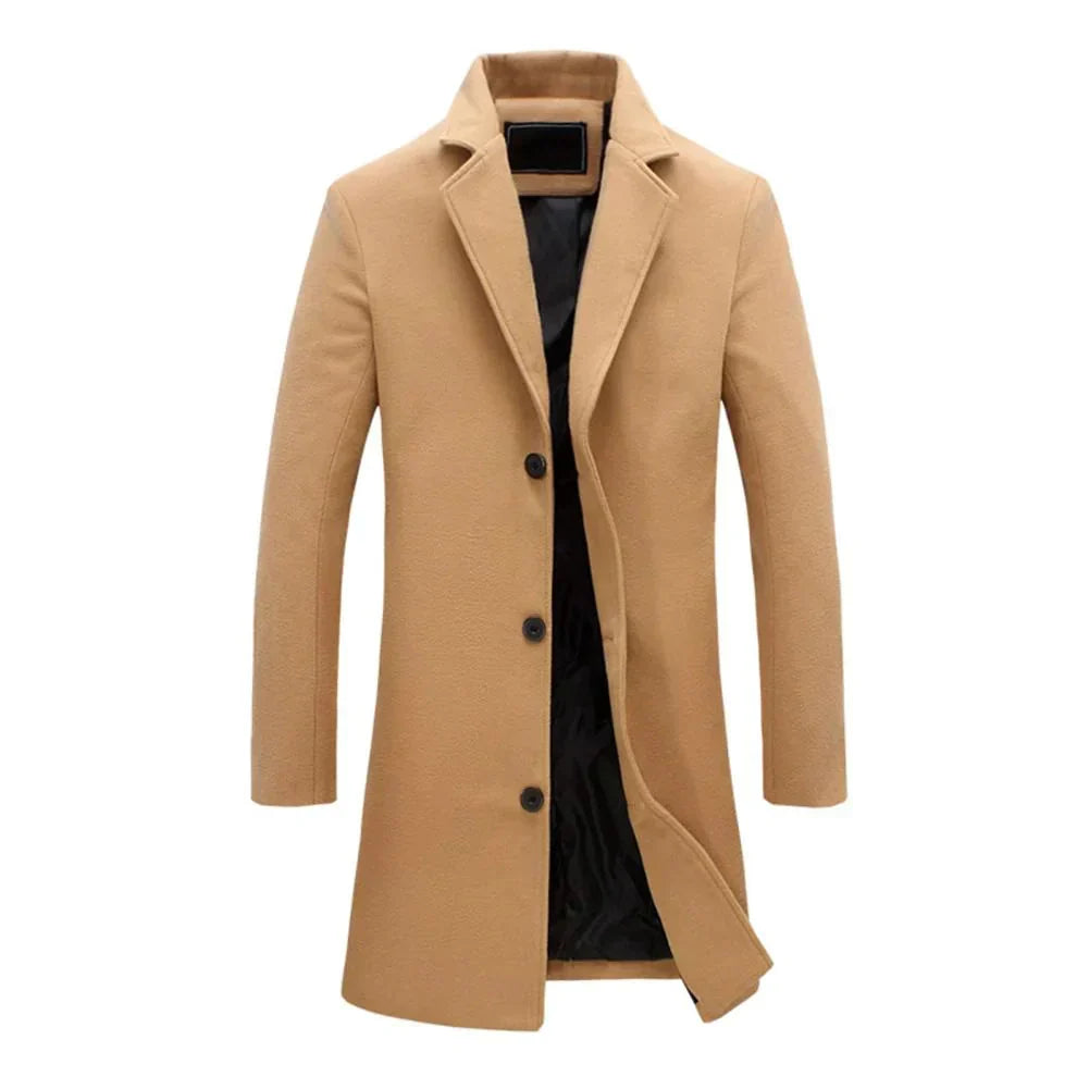 Men's Winter Coat with Notched Lapel